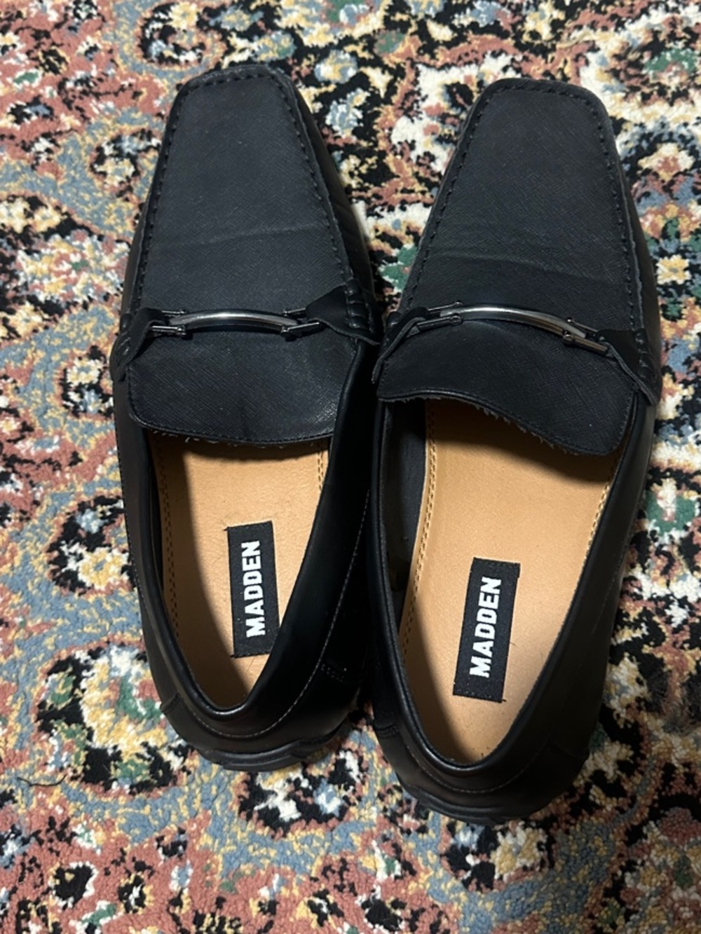 Steve Madden Black Slip-On Loafers with Metal Bit